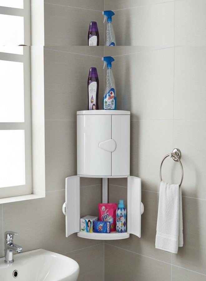 CIPLA PLAST Plastic Double Door Corner Cabinet for Bathroom Wall | Wall Mounted Storage Rack | Bathroom Corner Cabinet | Multipurpose for Home Kitchen & Office Use (Ivory) - Image 1